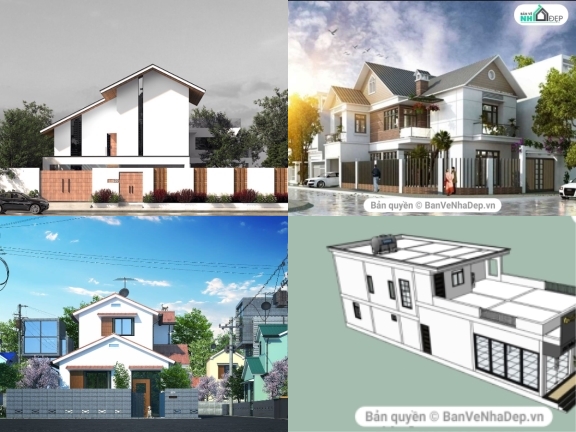 Sketchup thiết kế nhà phố 2 tầng gồm 7 mẫu thiết kế đa dạng [sale 10%]